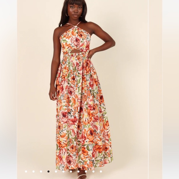 Petal + Pup Seven Wonders Madeira Dress- Orange Floral - Picture 3 of 7